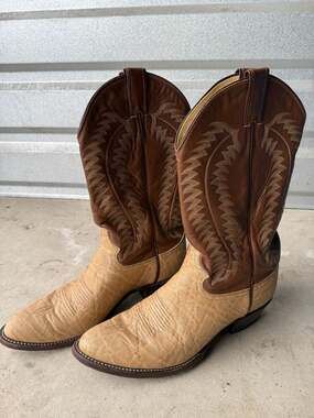 Justin Vintage Two-Tone Exotic Leather Western Cowboy Boots